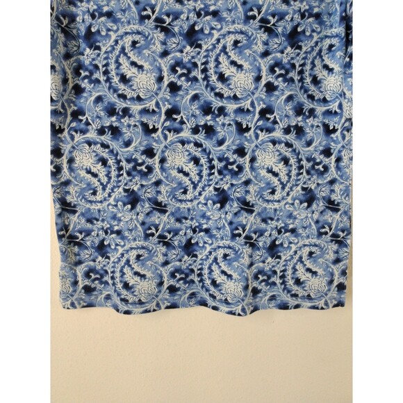 Lauren Ralph Lauren Women's Shirt M Blue/White Paisley Rolled Sleeve Boat Neck - Picture 3 of 14